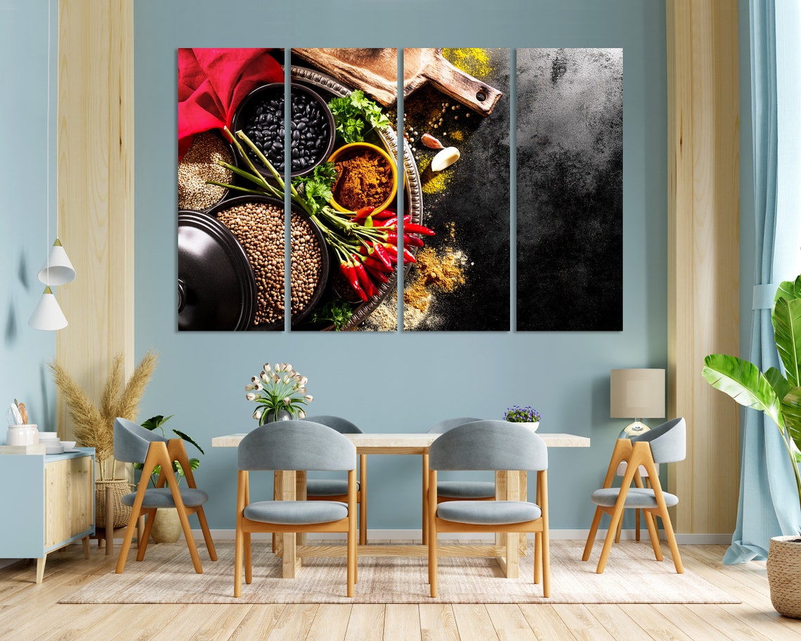 Spicy Cooking Ingredients Chili Peppers Herbs Dark Kitchen Poster - Image 7