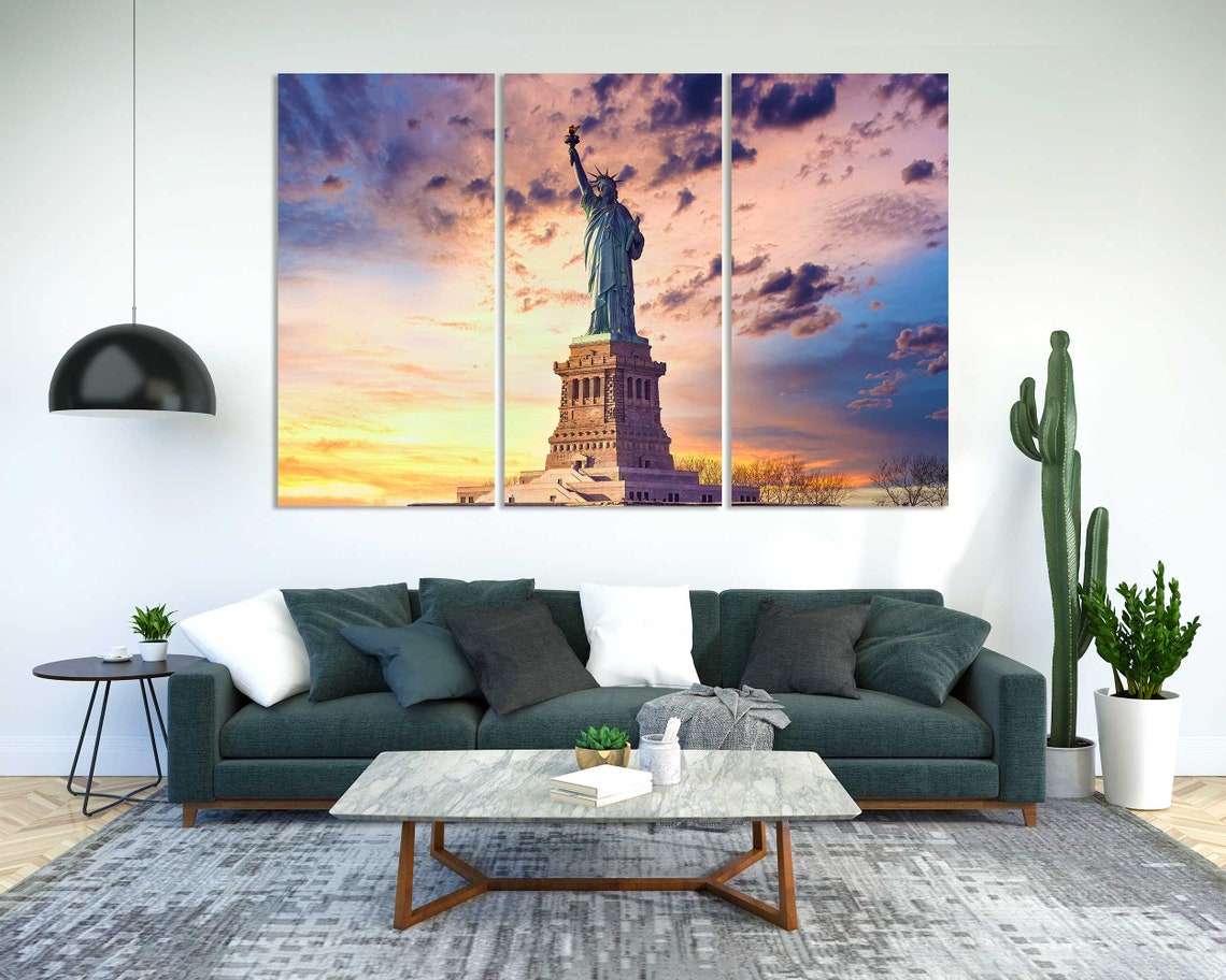 Statue Of Liberty At Colorful Sunset Art For Home Interior New York Print Monument Of New York Art Statue Of Liberty In America - Image 2