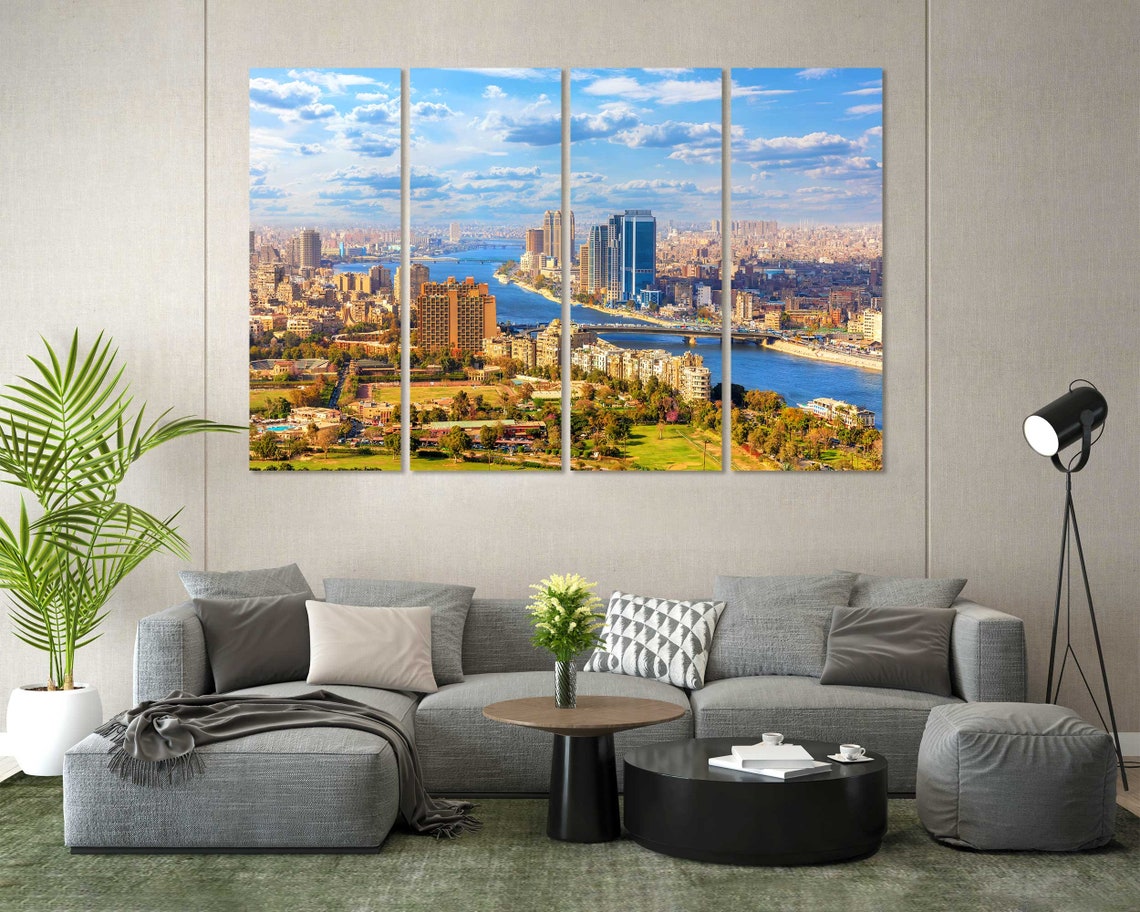 Cairo Egypt Cityscape With Nile River Panoramic View Sunny Day Poster - Image 7