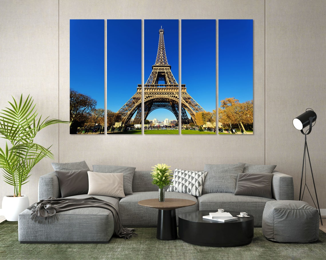 Eiffel Tower Paris Blue Sky Landmark View Autumn Day Travel Poster - Image 2