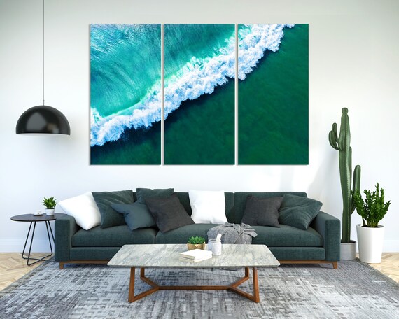 Sea Wave Decor Surfing Art For Wall Blue Ocean Wave Contemporary Decoration Nautical Art Sea Wave Arts Seascape Artwork