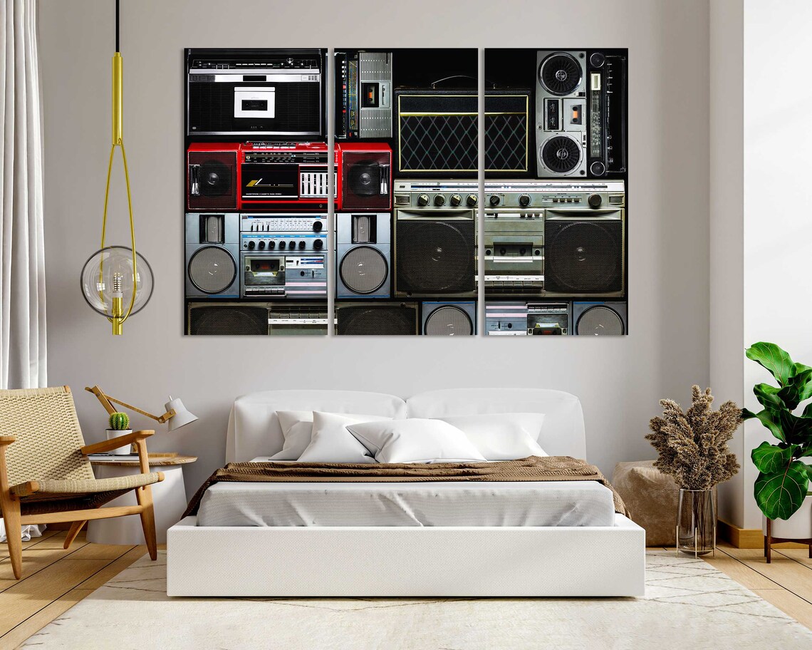 Vintage Boombox Collage Retro Cassette Radios Hip Hop Music Wall Poster - Image 6