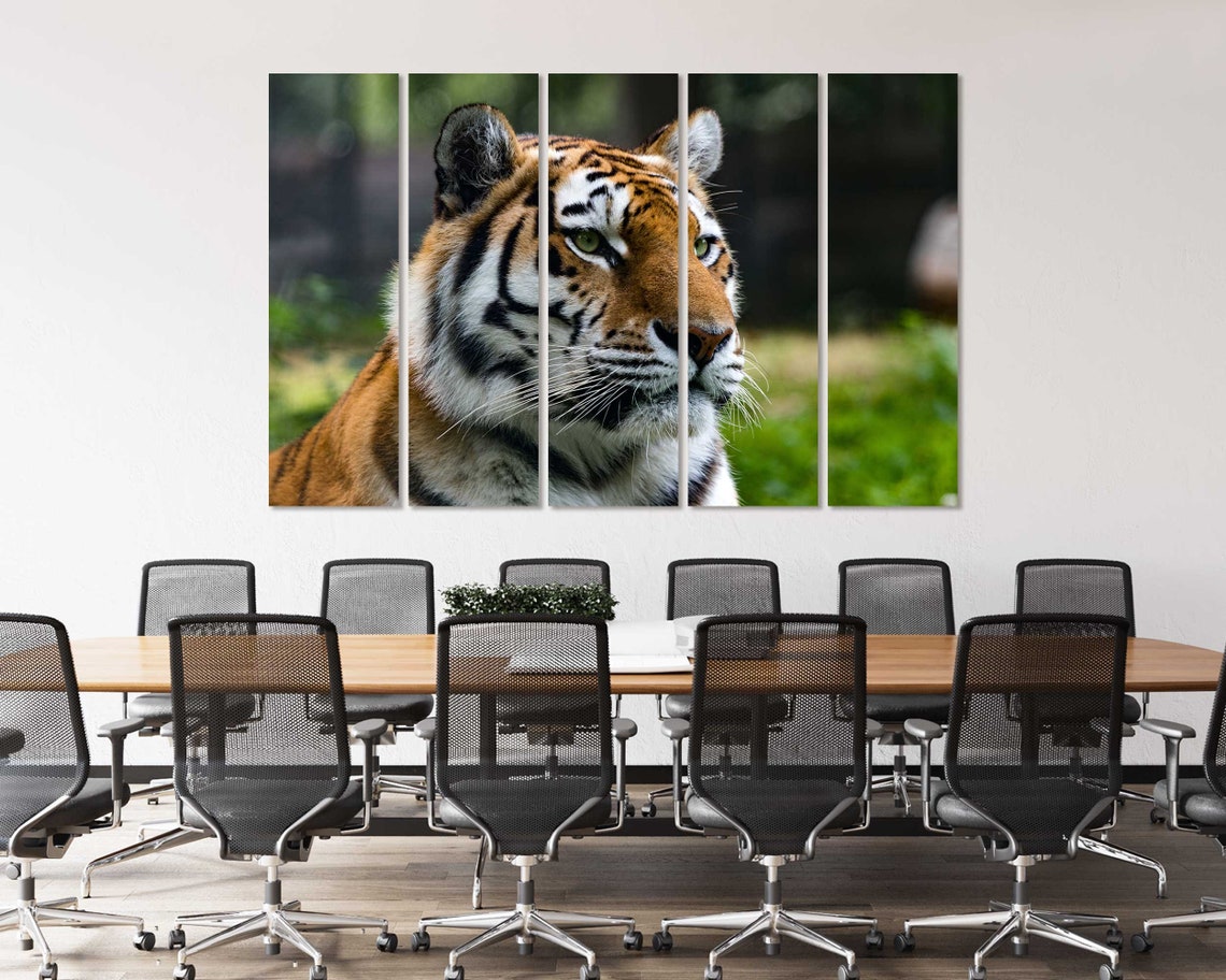 Majestic Tiger Face Close Up Portrait Green Forest Wall Poster - Image 4