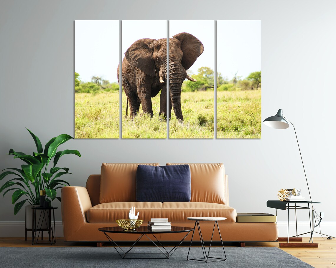 African Elephant Walking Grassland Savanna Wildlife Photography Poster - Image 7
