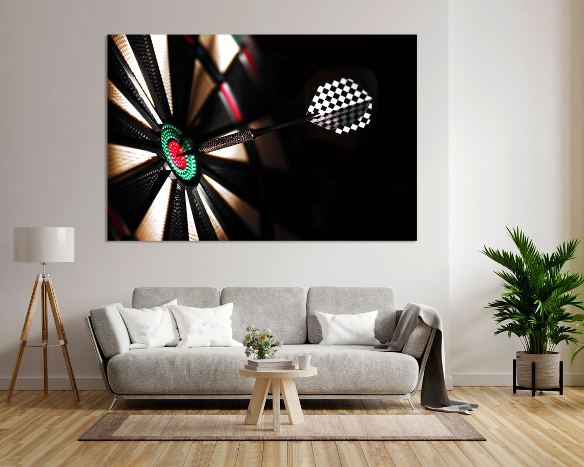Dart Hitting Bullseye Black Background Target Focus Photography Poster - Image 6