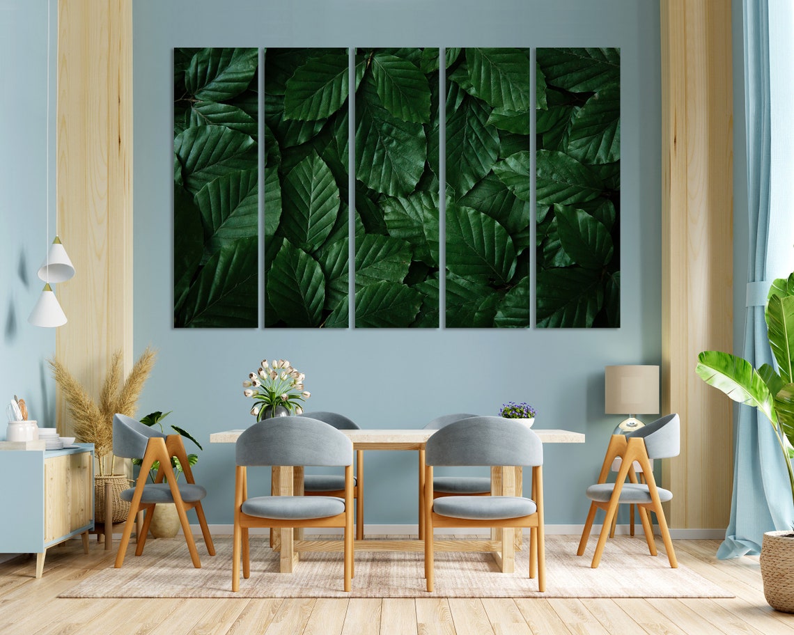 Large Green Leaves Close Up Fresh Botanical Leaf Pattern Poster - Image 3