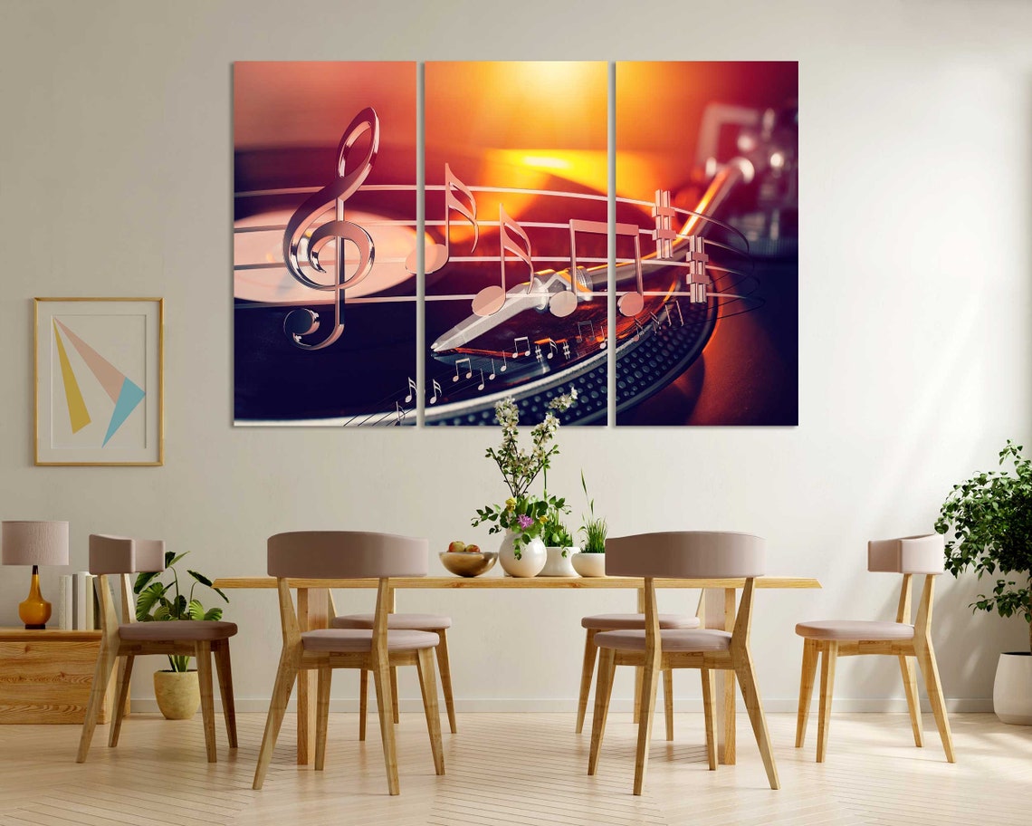 Vinyl Record Player Music Notes Warm Glow Retro Music Art Poster - Image 6