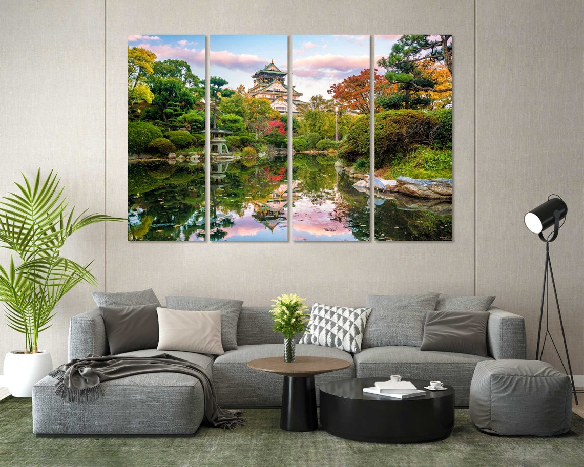 Osaka Castle Japan Autumn Garden Pond Reflection Travel Poster - Image 7