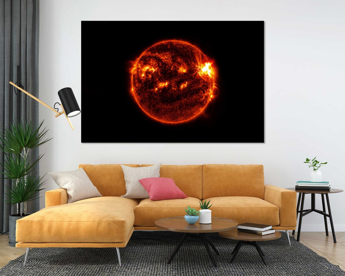 Fiery Sun Close Up Burning Orange Surface in Outer Space Art Print - Image 5