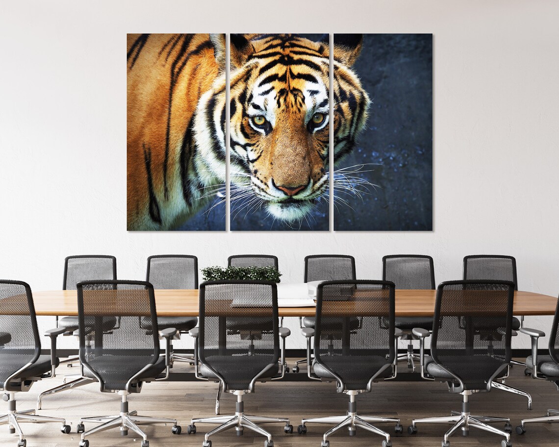 Tiger Close Up Face Portrait Intense Eyes Orange Stripes Wildlife Art Poster - Image 4