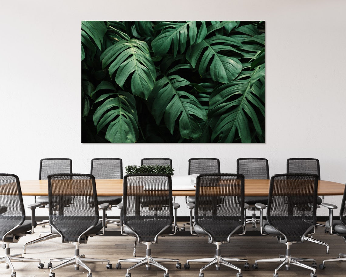 Dark Monstera Leaves Tropical Foliage Moody Green Jungle Art Poster - Image 4