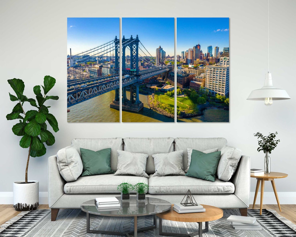Manhattan Bridge New York City Aerial Skyline East River View Poster - Image 7