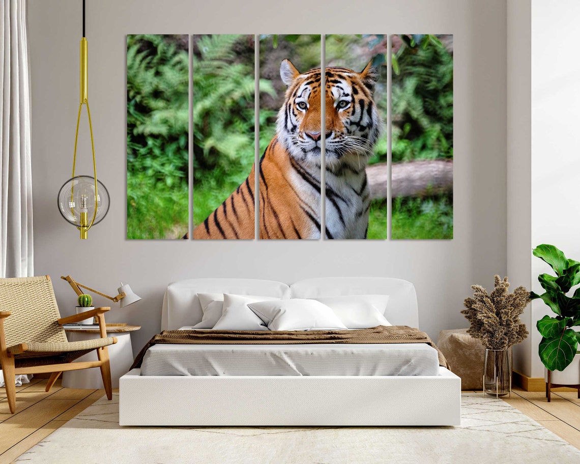 Majestic Tiger Portrait Green Jungle Background Big Cat Nature Poster - Image 6