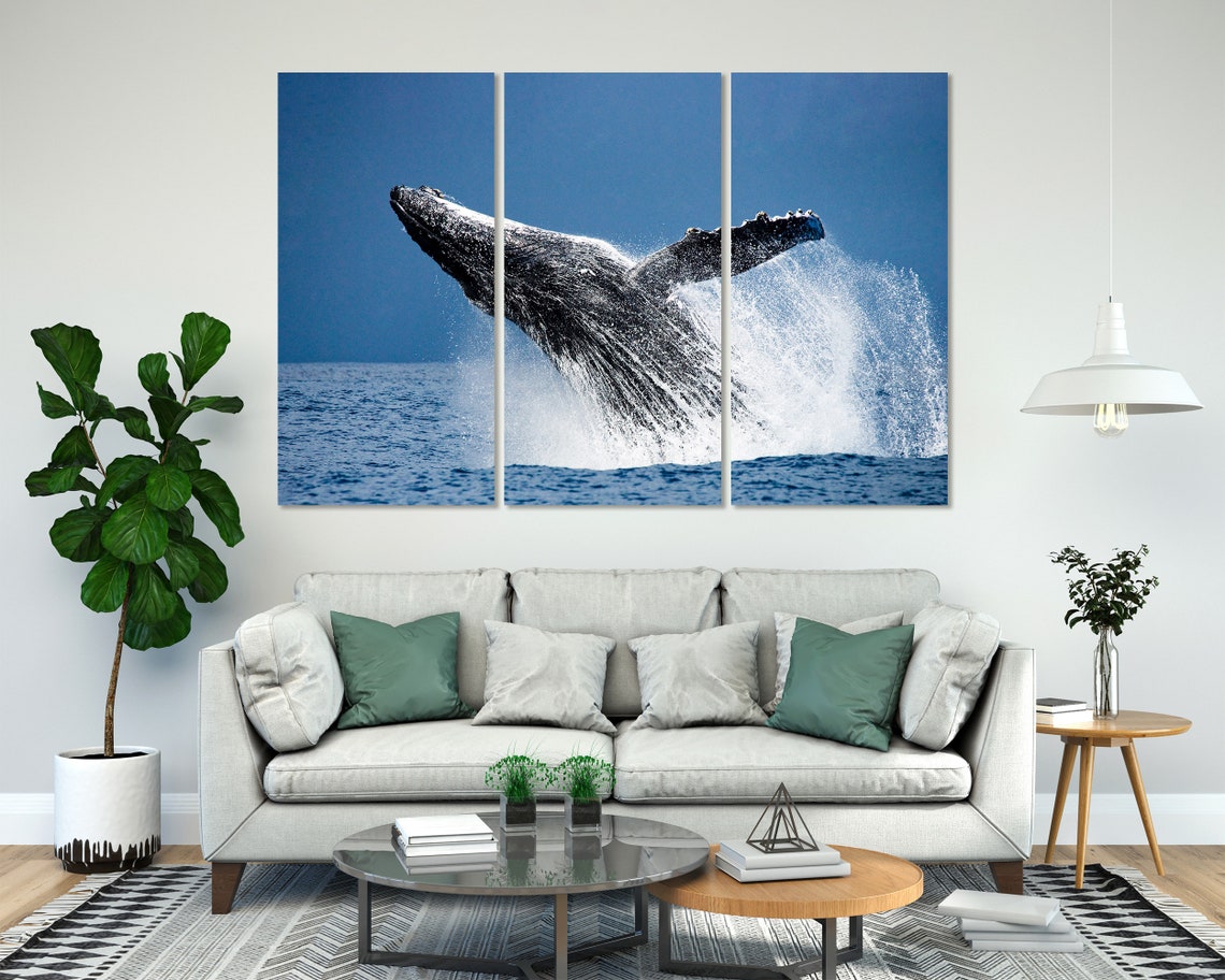Humpback Whale Breaching Ocean Splash Blue Sea Wildlife Wall Poster - Image 3