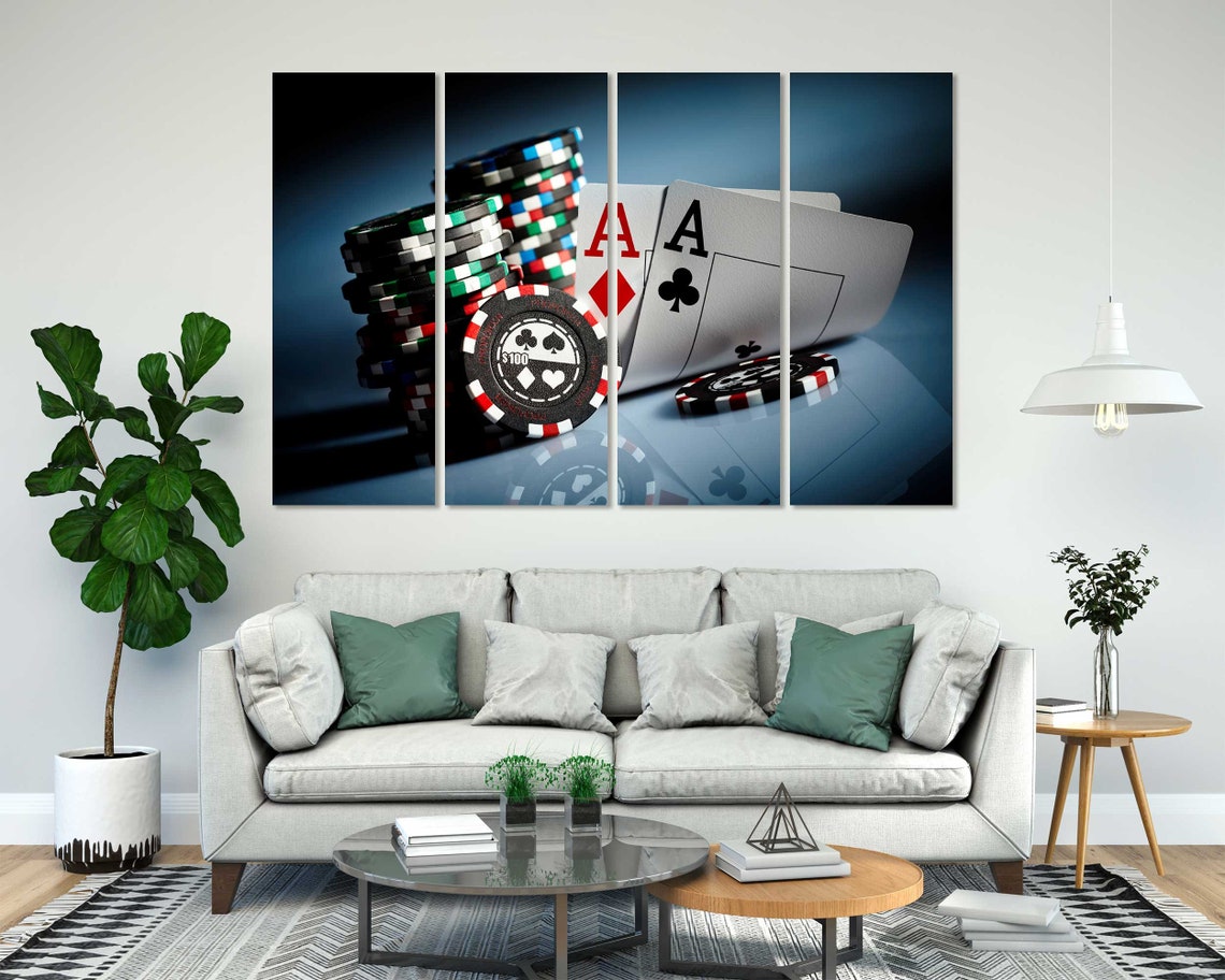 Poker Aces and Stacked Chips Casino Night Game Room Wall Art Print - Image 7