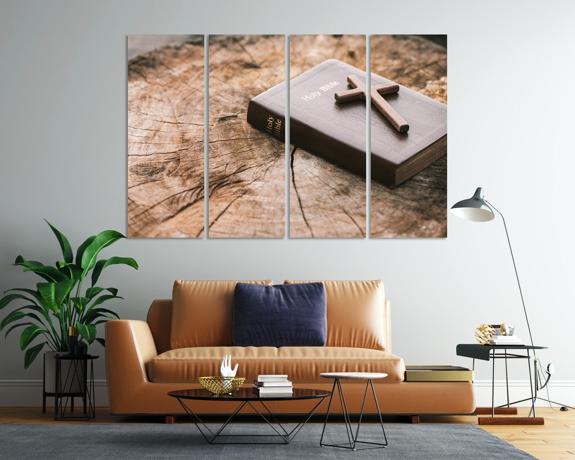 Wooden Cross On Holy Bible Print Art On Bible Painting Art For Gift Wooden Cross Pictures Art On Christian Religion Arts - Image 8
