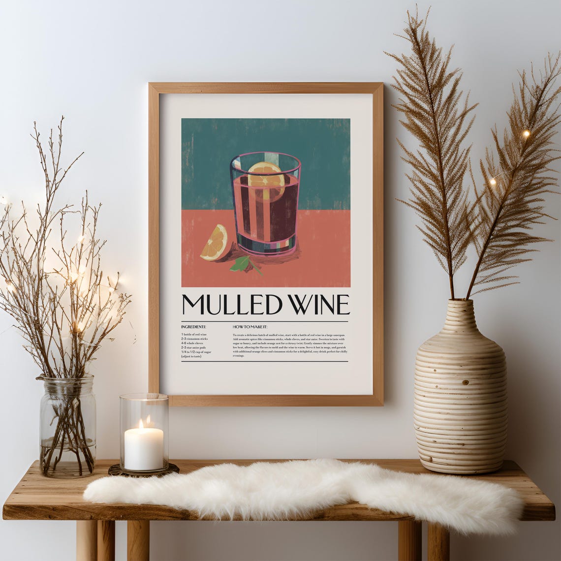 Retro Mulled Wine Recipe Ingredients How To Make Holiday Print