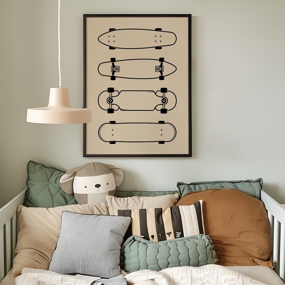 Skateboard Retro Nursery Decor Art Print