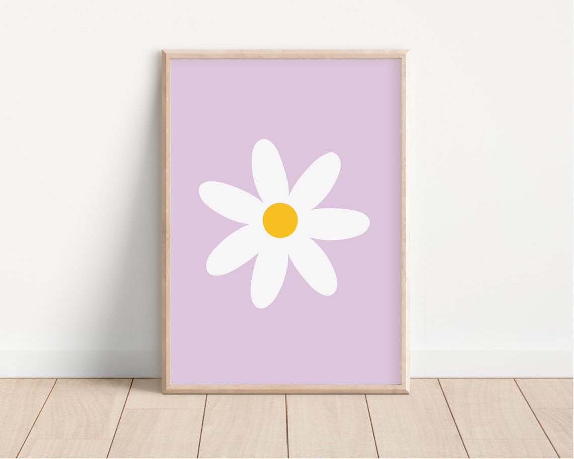 Single Daisy Flower Lavender Modern Nursery Botanical Art Poster - Image 3