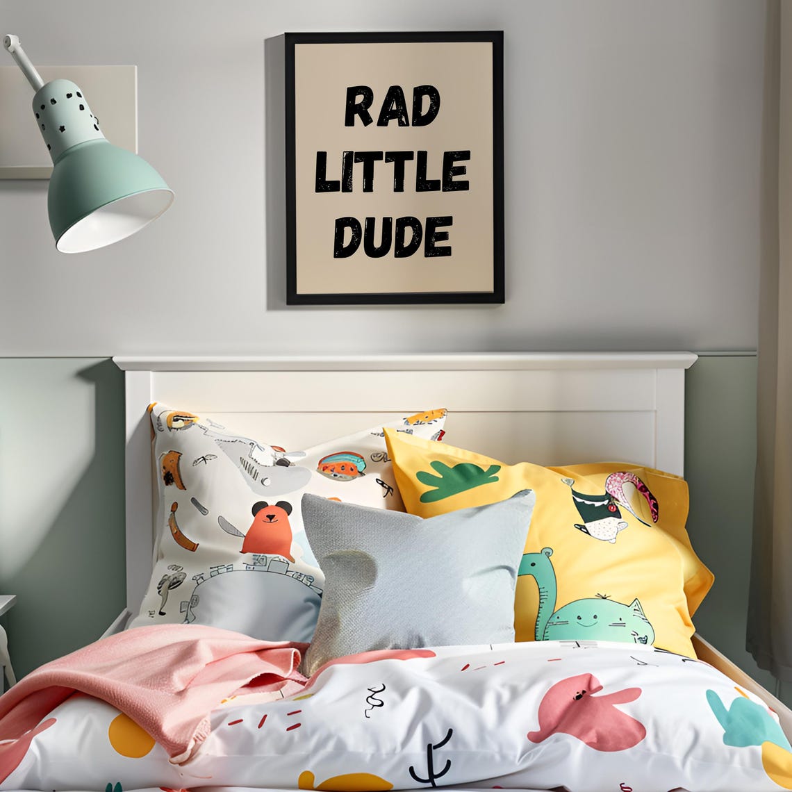 Rad Little Dude Black Tan Distressed Type Boy Room Nursery Poster - Image 4