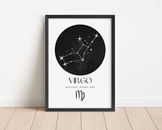 Virgo Print Zodiac Star Sign Print Astrology Constellation Print Star Sign Print Astrology Wall Decor Horoscope Print