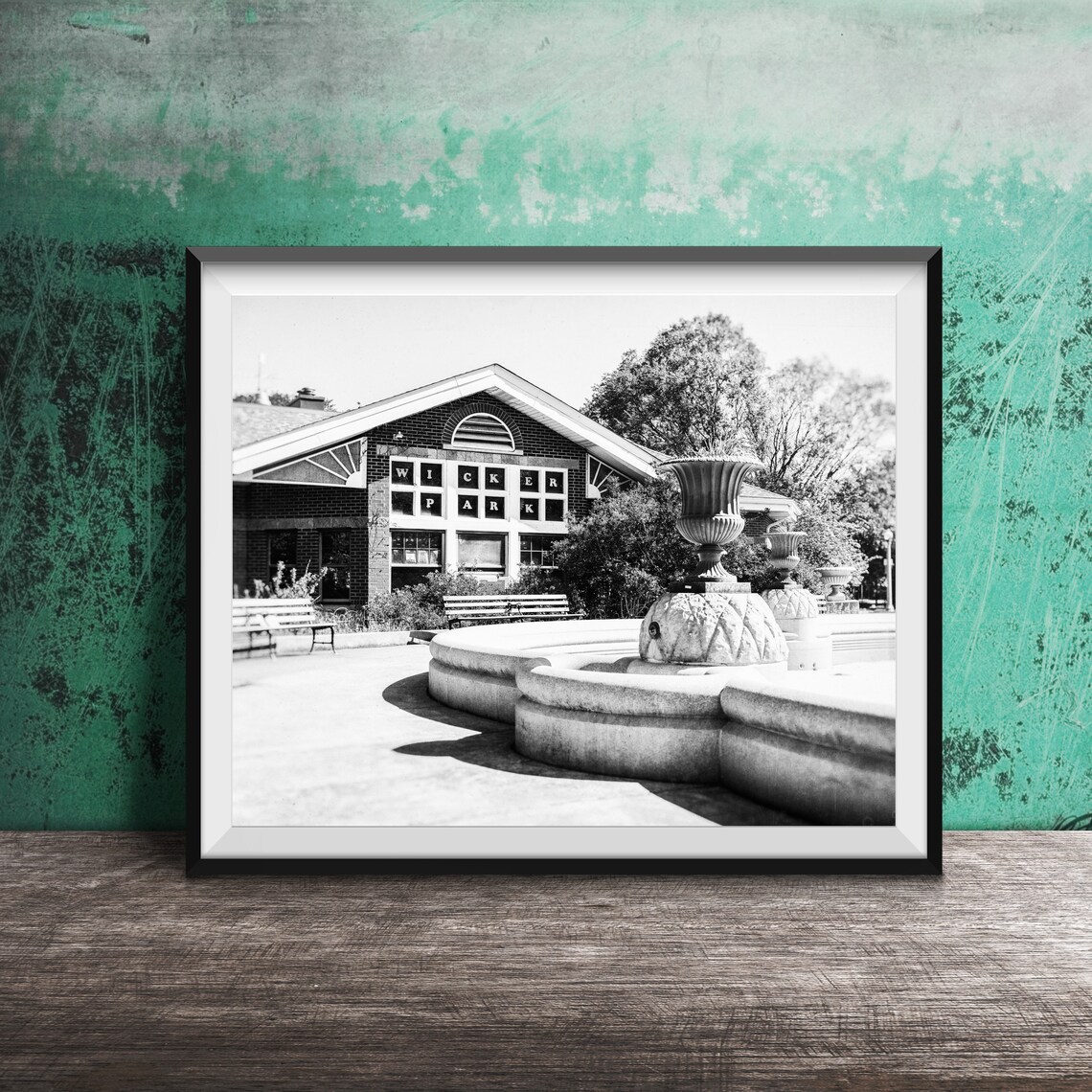 Wicker Park Fountain Fieldhouse Sunny Day Chicago Photo Poster - Image 2