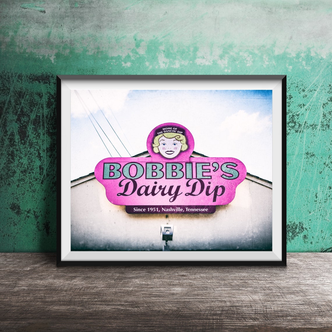 Bobbies Dairy Dip Pink Sign Since 1951 Nashville Ice Cream Poster
