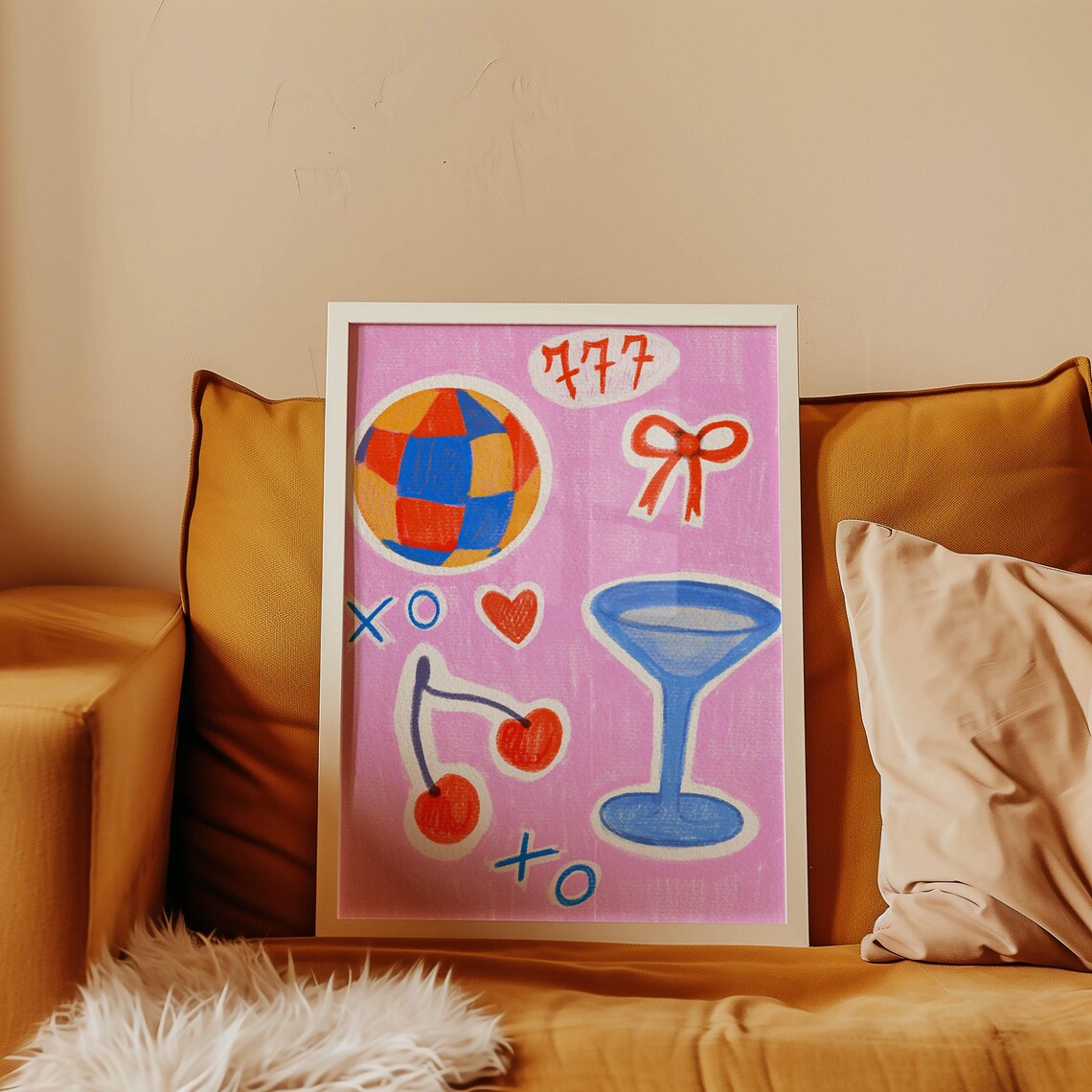 Retro Disco Cherries Cocktail Pop Art Poster - Image 2