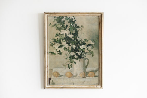 Vintage Farmhouse Kitchen Decor Still Life Oil Painting, Art Print