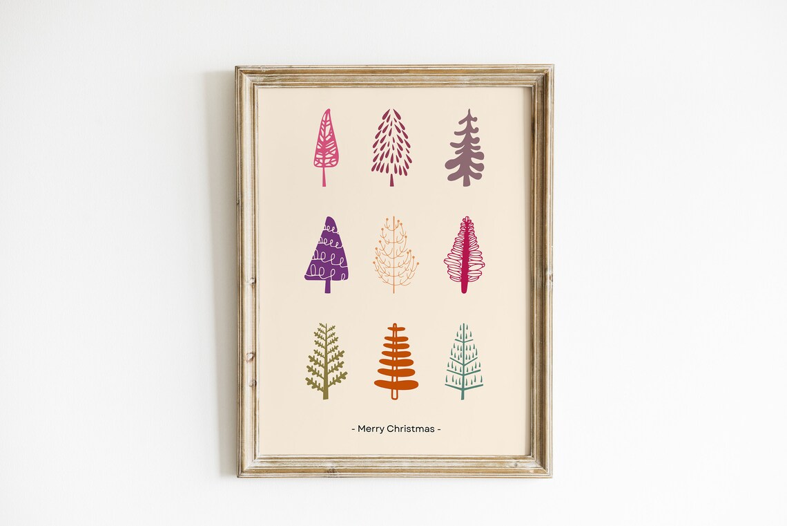 Christmas Print, Holiday Decor Christmas Trees