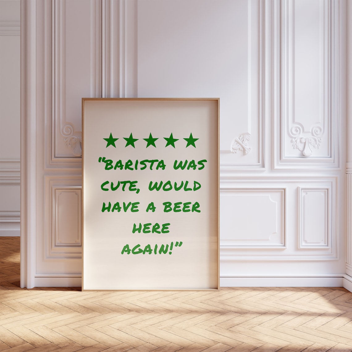 Barista Was Cute Five Star Review Funny Coffee Bar Wall Poster - Image 2