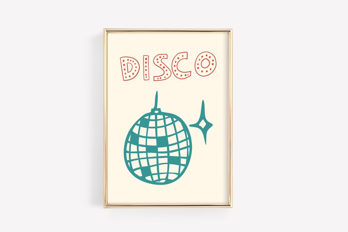 Disco Ball Decor, Preppy Room Bar Cart Art