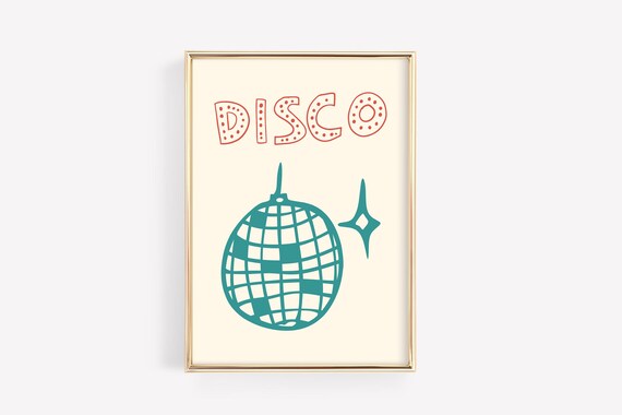 Disco Ball Decor, Preppy Room Bar Cart Art