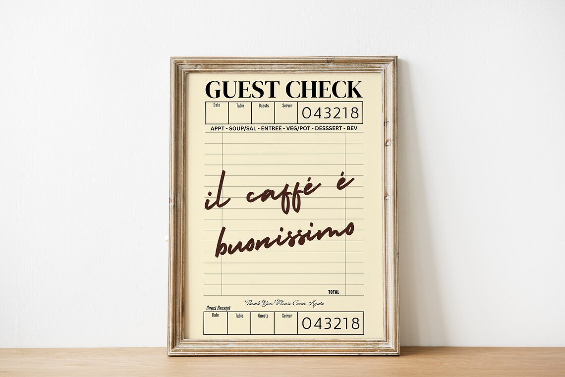 Guest Check Il Caffe Buonissimo, Vintage Kitchen Art - Image 2