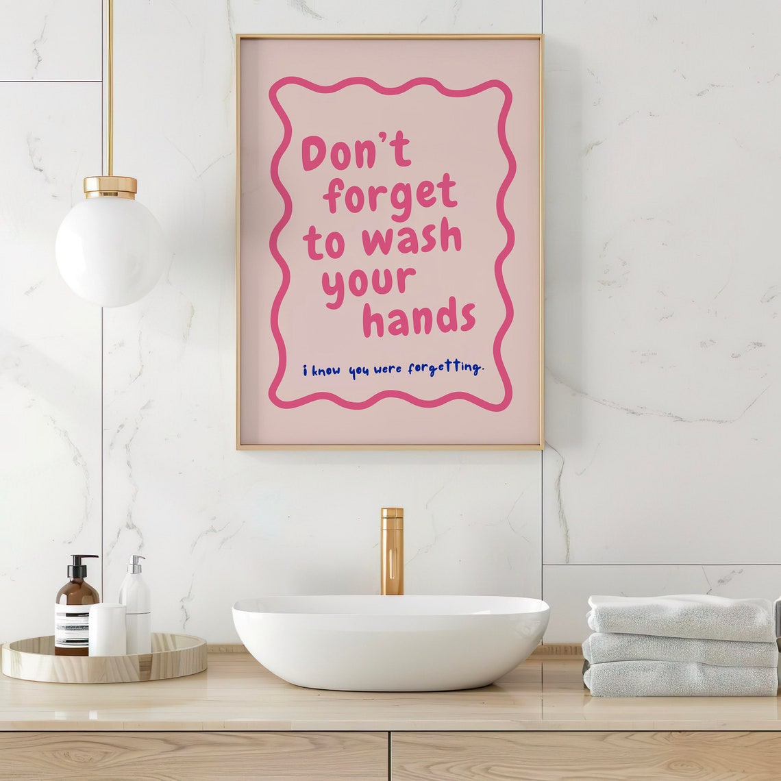 Funny Bathroom Wall Art Prints Dont Forget To Wash Your Hands Poster Modern Bathroom Decor Humorous Quote Art For Kids Guests - Image 2