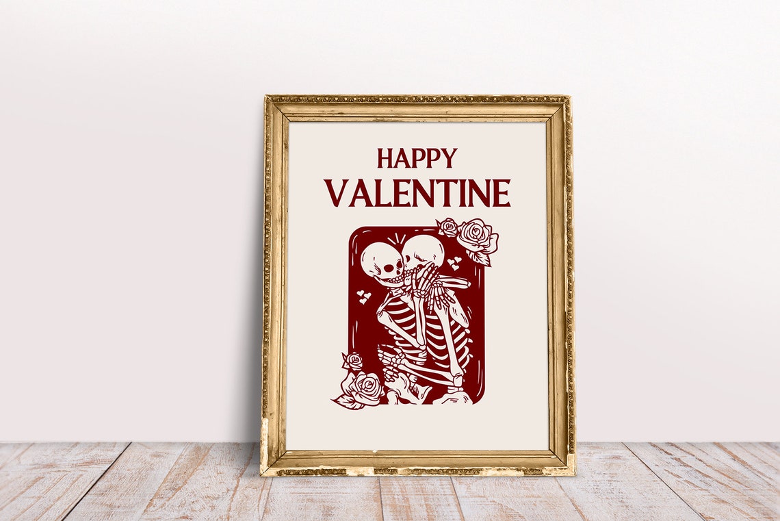 Gothic Skeleton Valentine Poster Print, Dark Romantic - Image 2