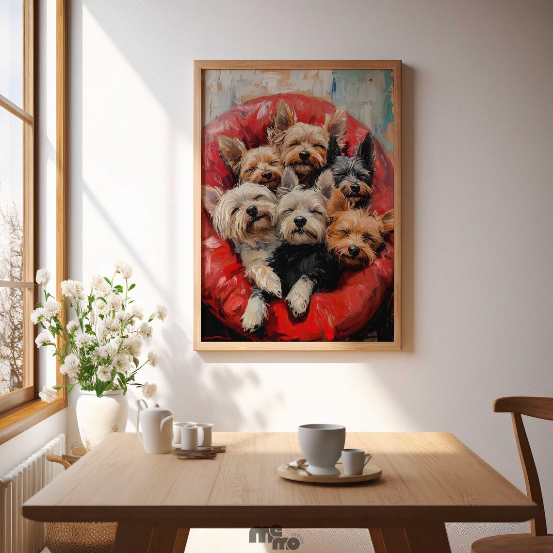 Yorkshire Terrier, Cute Yorkie Puppy Oil Painting - Image 4