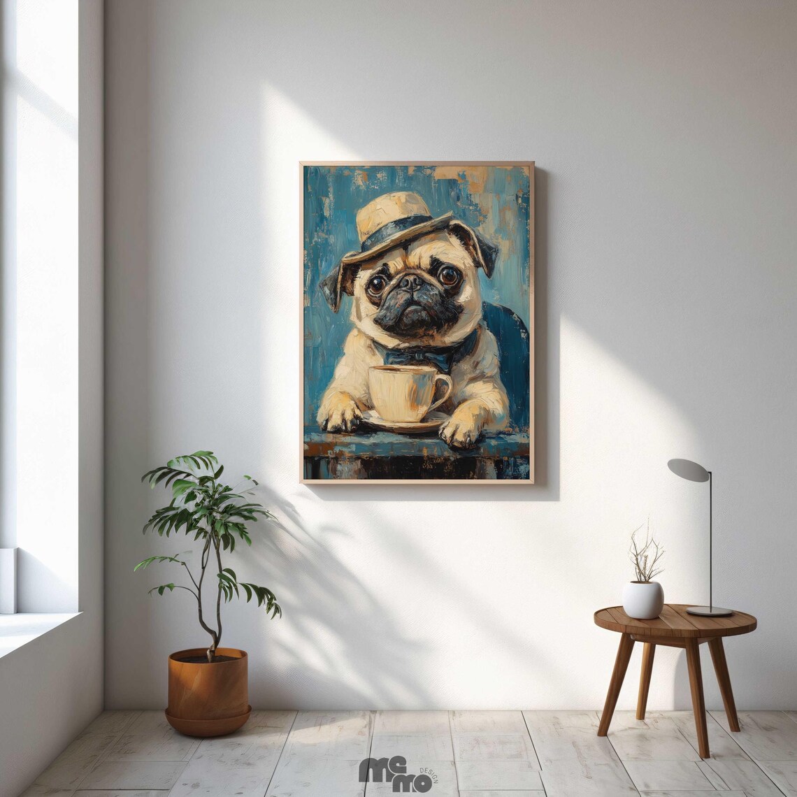 Pug Dog Coffee, Funny Vintage Style Pet Portrait - Image 3
