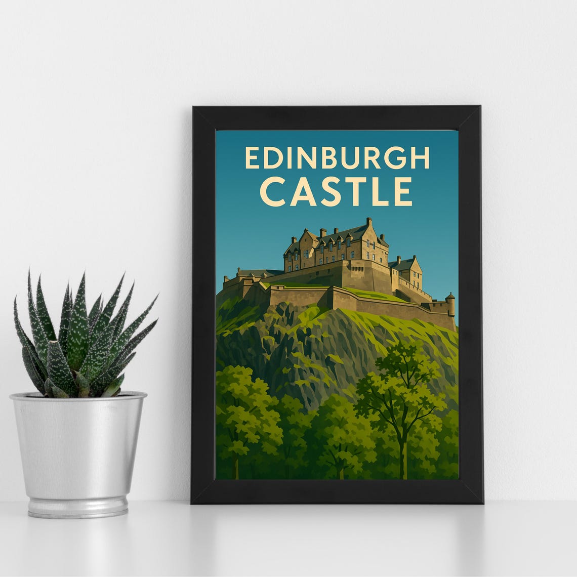 Edinburgh Castle Retro Scottish Landmark Historic Travel Poster