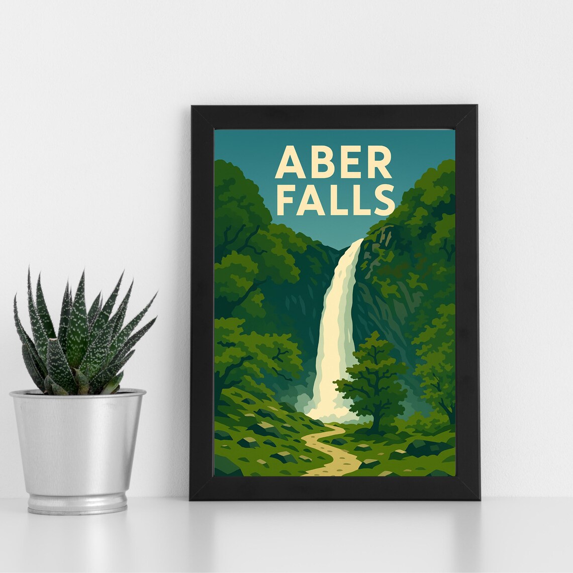 Aber Falls, Eryri National Park Travel Poster