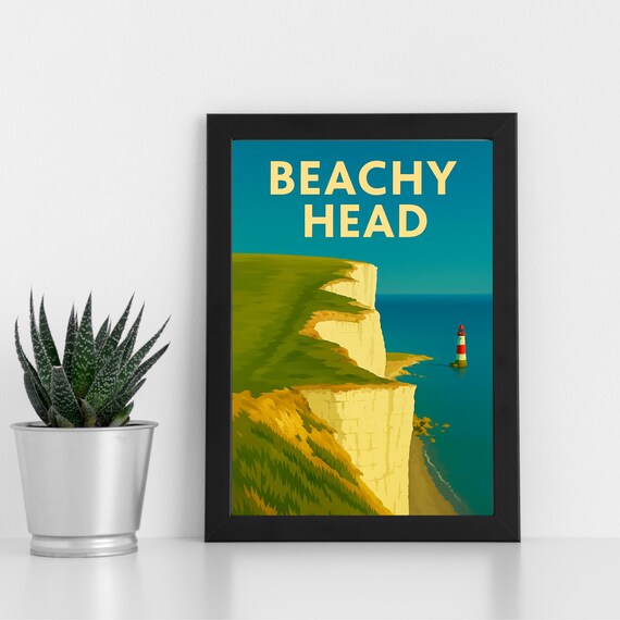 Beachy Head White Chalk Cliffs Lighthouse Sussex Coast Poster