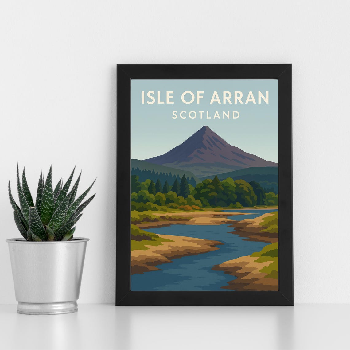 Isle Of Arran Scotland Winding River Mountain Vintage Poster