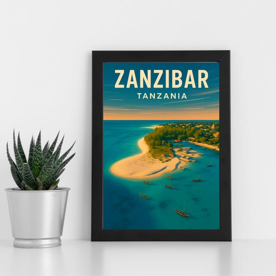 Zanzibar Print Artwork L Tanzania Africa Custom Poster Postcard Framed Greeting Card Portrait