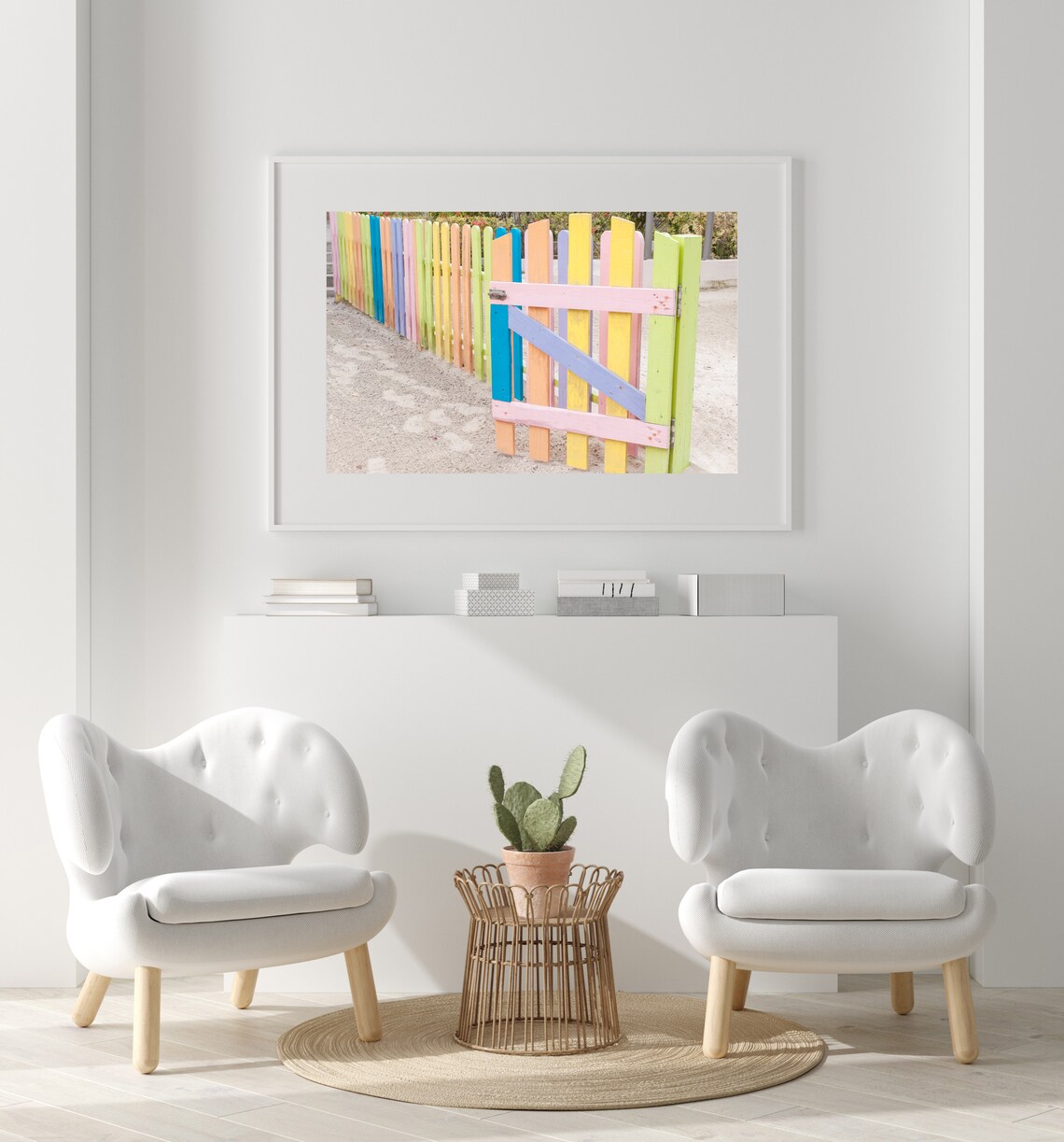 Pastel Rainbow Beach Gate Wooden Fence Tropical Island Photo Poster - Image 3