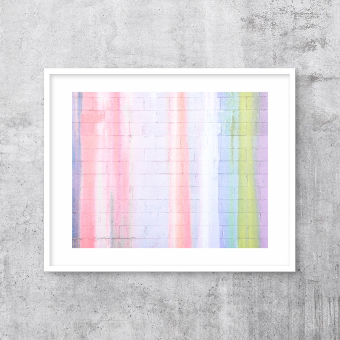 Pastel Paint Drip Striped Brick Wall Pink Lilac Art Photo Poster - Image 3