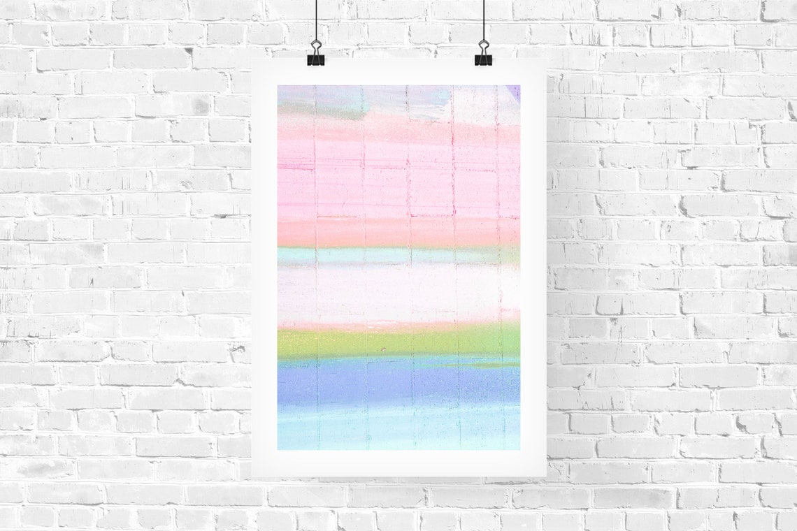 Pastel Chalk Stripes Abstract Art on a Textured Concrete Wall Poster - Image 2