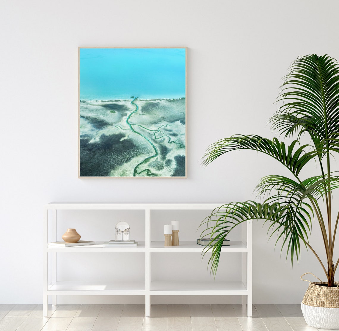 Turquoise Ocean Aerial View with Winding Tidal Sandbars Poster - Image 3