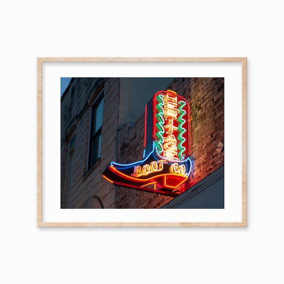 Austin TX Vintage Travel Poster, Cowboy Boots