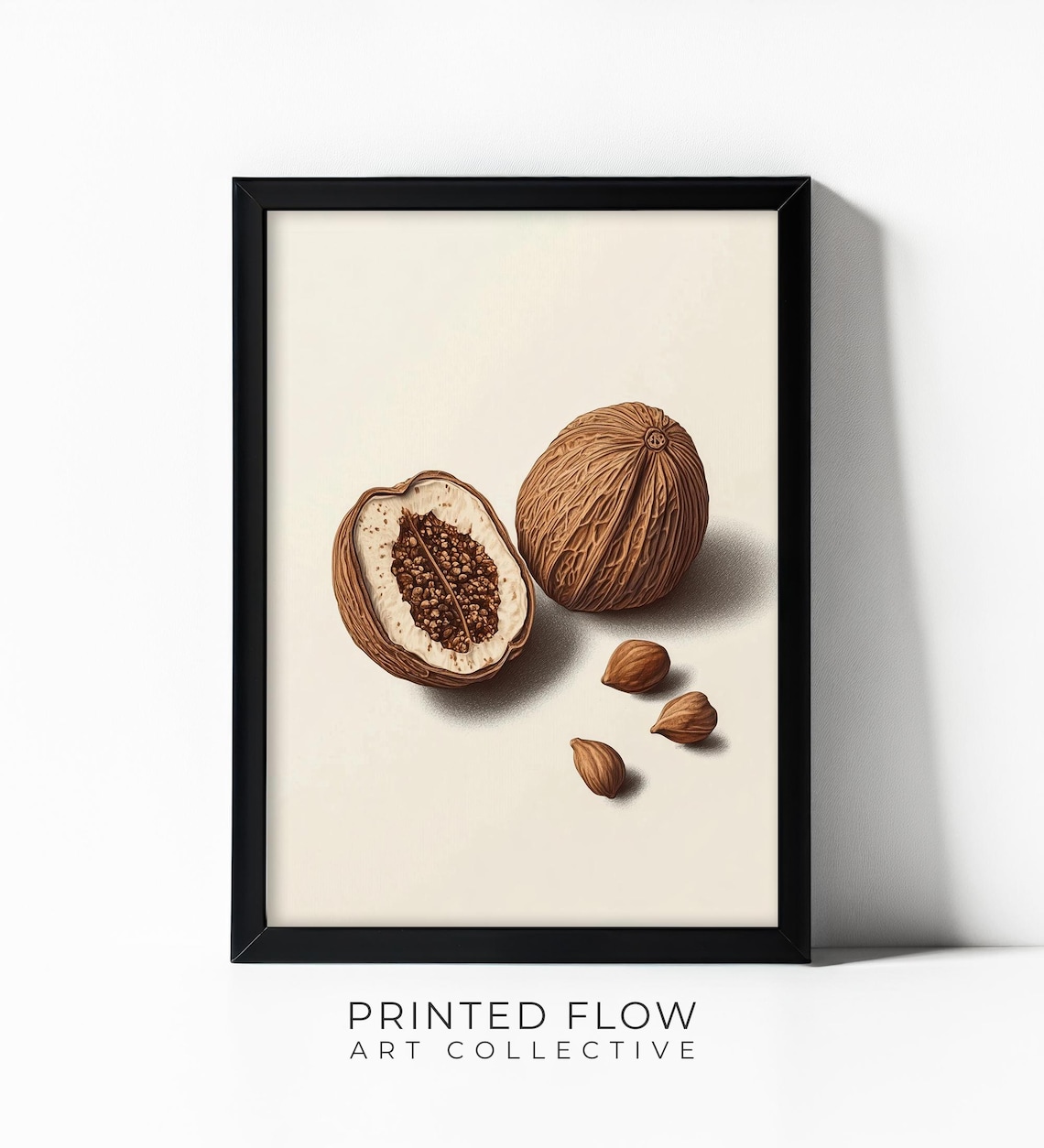 Nutmeg Farmhouse Kitchen Decor, Rustic Botanical Art Print
