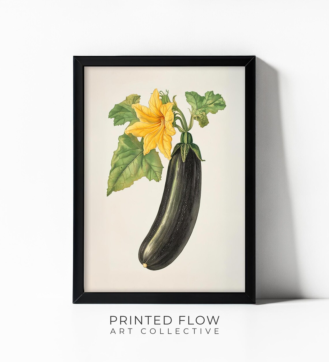 Zucchini Wall Art Modern Vegetable Kitchen Decor Illustration Rustic Farmhouse Style Instant Print Iv11